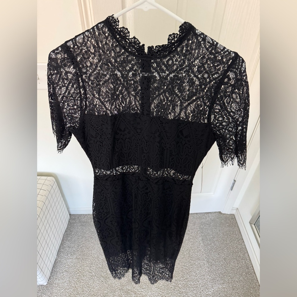 Lulu's Black Lace Long Sleeve Dress